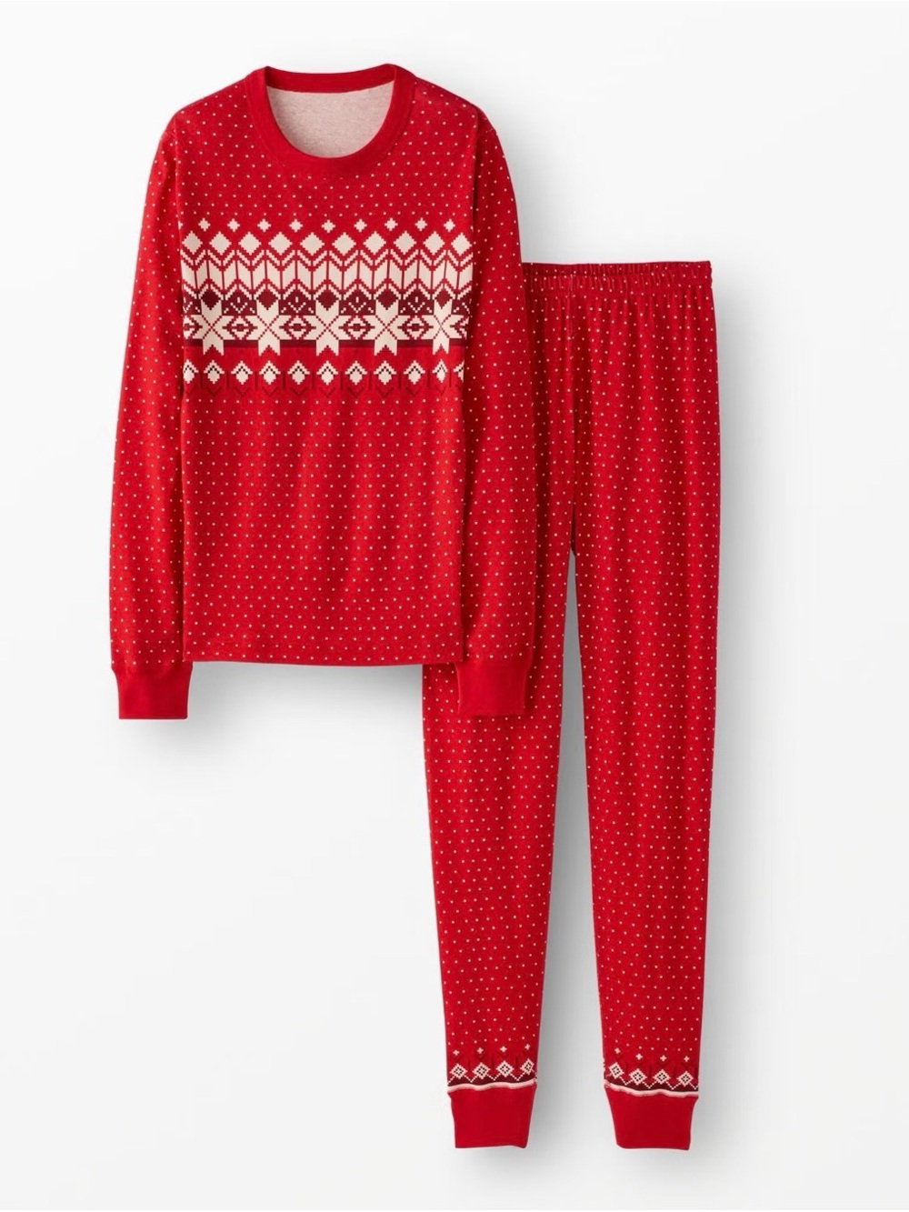 Hanna Andersson Red Fair Isle Crewneck Sweater with White and Black Accents